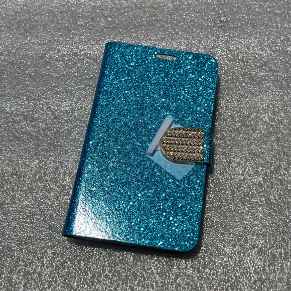 Blue Glitter Smooth Glossy Golden Sparkle Case for G3 Phone Folding Case Pretty - Picture 7 of 10